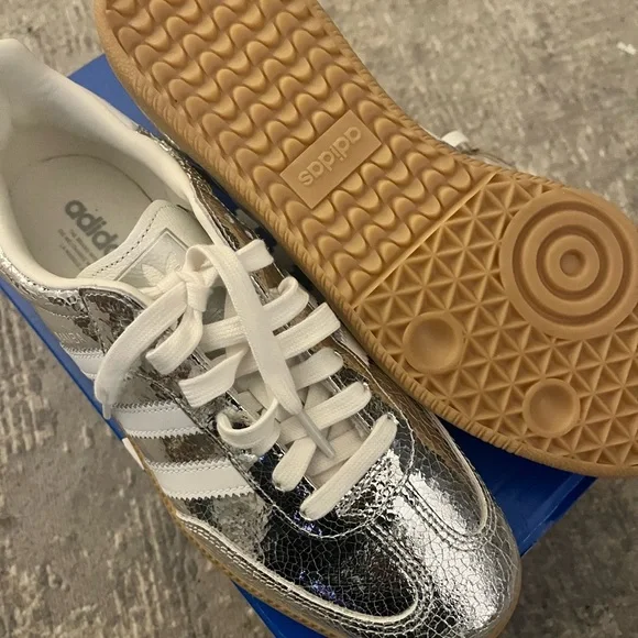 Adidas Samba Silver and White Sneakers - Picture 2 of 4